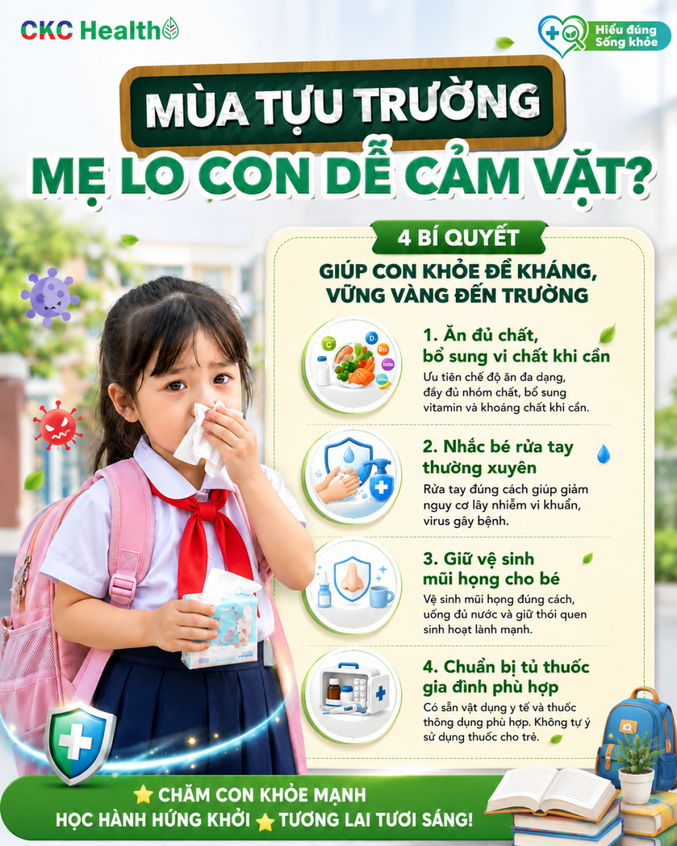 MÙA TỰU TRƯỜNG, MẸ LO CON DỄ CẢM VẶT?